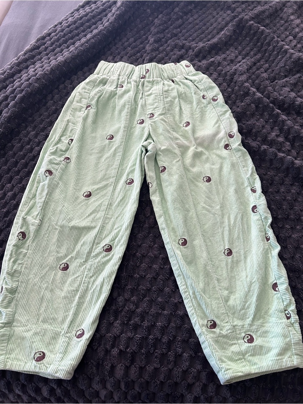 BDG Mint Green Corduroy Joggers with Yin Yang Motif